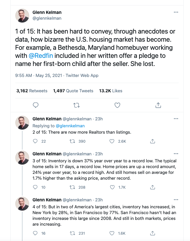 Glenn Kelman redfin twitter feed