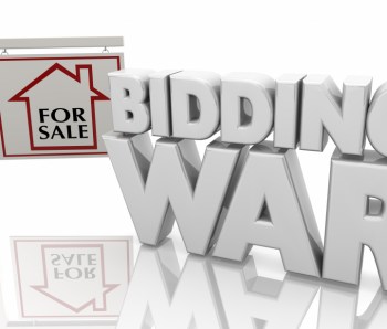 Bidding War Home House For Sale Competing Buyers Sign 3d Illustration