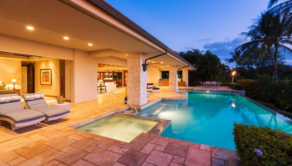 Luxury Homes with Pool at Sunset